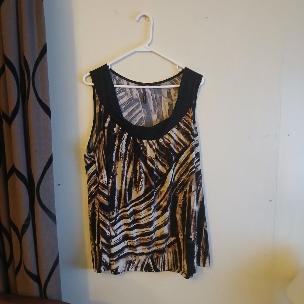 Judith Size 3x women's black and brown animal print blouse
